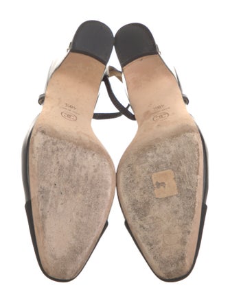 Chanel Interlocking CC Logo Leather Slingback Pumps