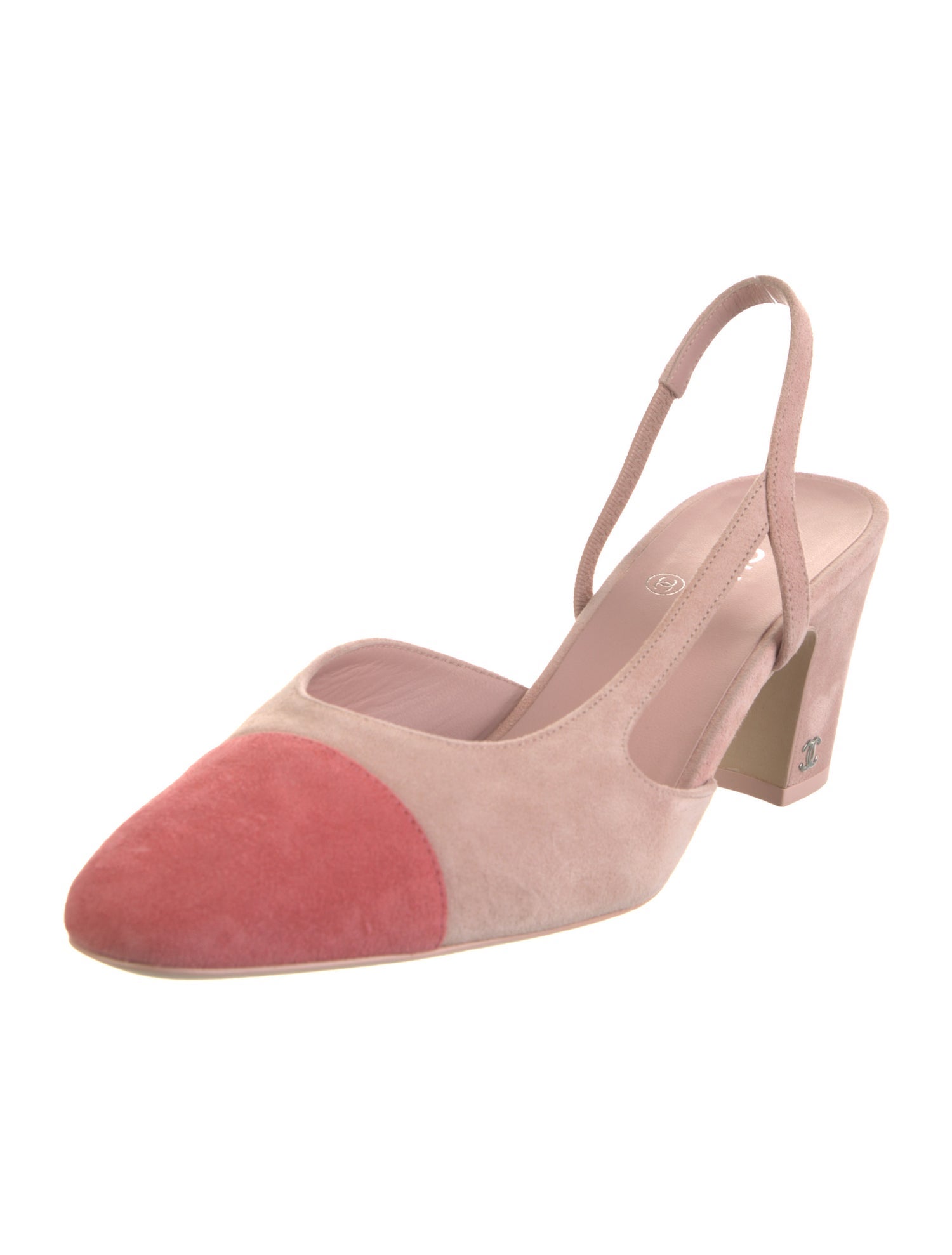 Chanel Interlocking CC Logo Suede Slingback Pumps