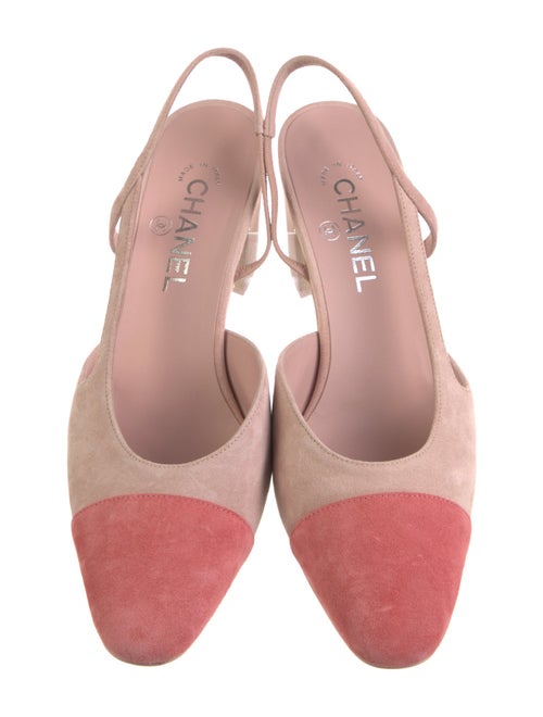 Chanel Interlocking CC Logo Suede Slingback Pumps
