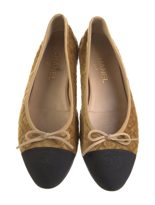 Chanel Interlocking CC Logo Velvet Ballet Flats