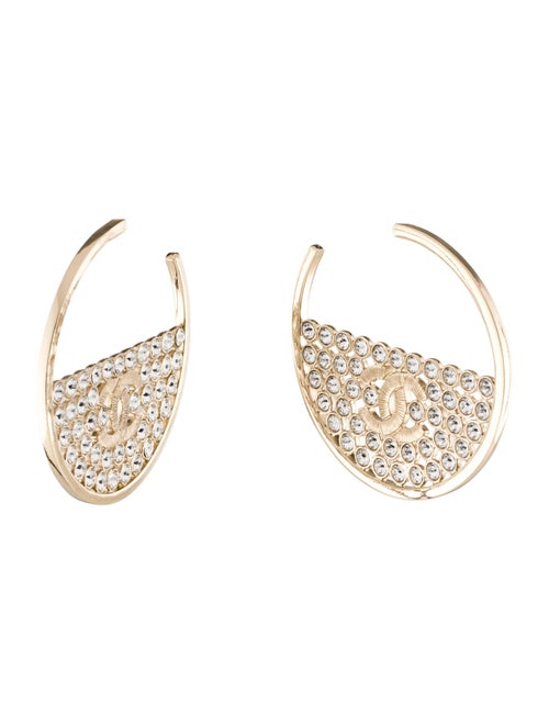 Chanel 2023 Strass CC Hoop Earrings