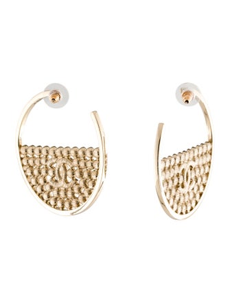 Chanel 2023 Strass CC Hoop Earrings