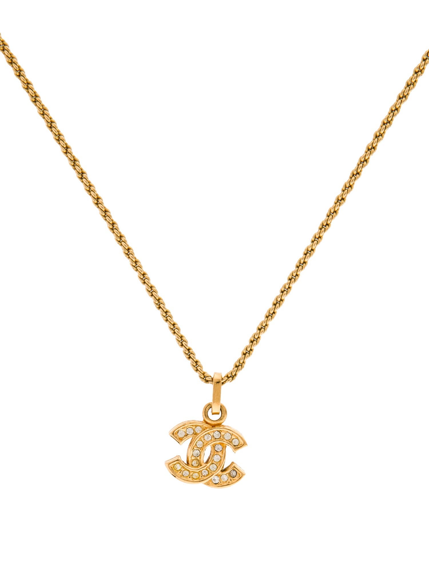 Chanel Vintage Strass CC Pendant Necklace