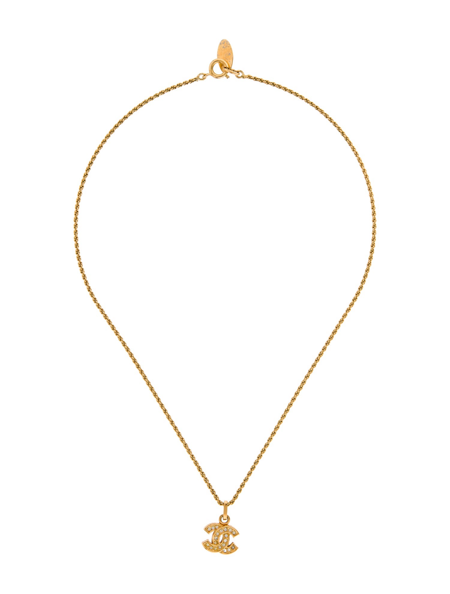 Chanel Vintage Strass CC Pendant Necklace