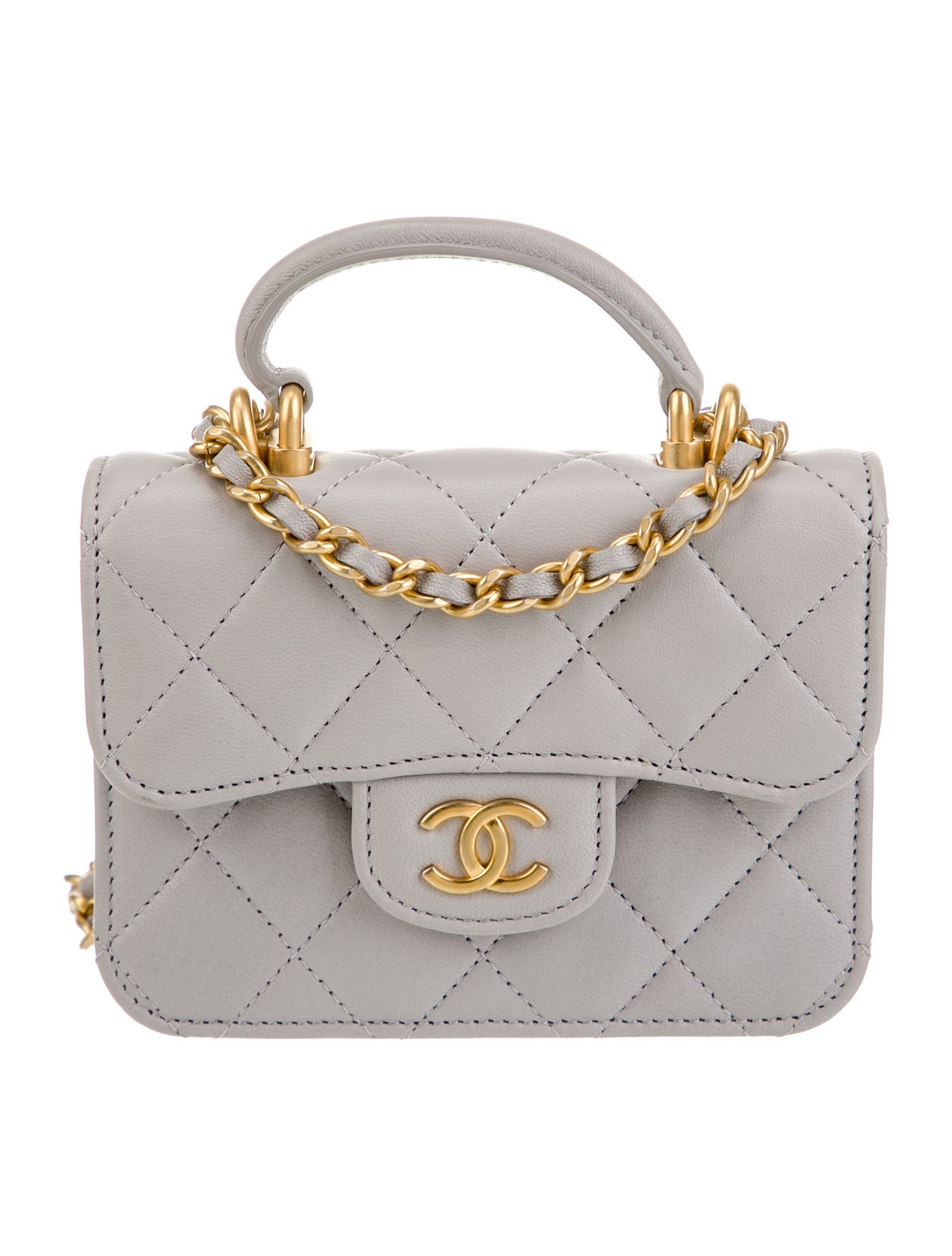 Chanel Top Handle Flap Coin Purse w/ Chain