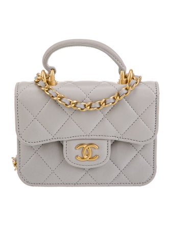 Chanel Top Handle Flap Coin Purse w/ Chain