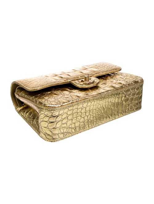 Chanel 2019 Paris-New York Small Coco Croc Embossed Classic Double Flap Bag