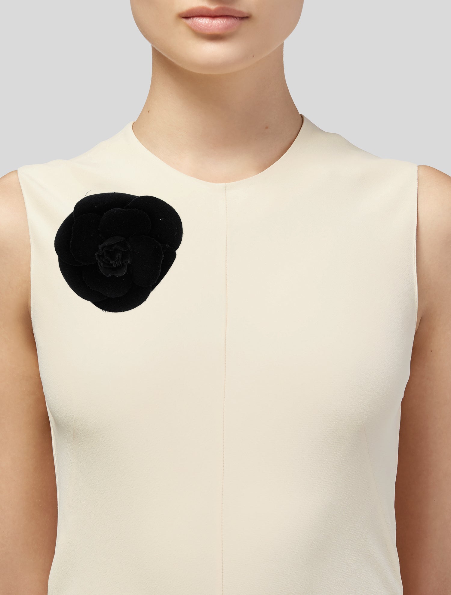 Chanel Vintage Velvet Camellia Brooch