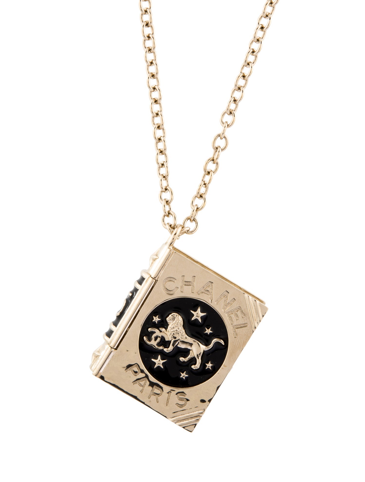 Chanel 2022 Lion Book Locket Pendant Necklace