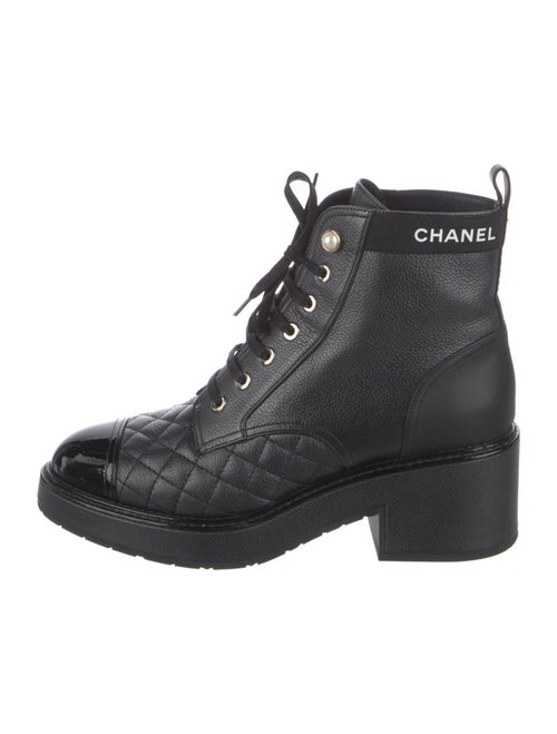Chanel 2021 Faux Pearl Accents Combat Boots