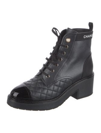 Chanel 2021 Faux Pearl Accents Combat Boots