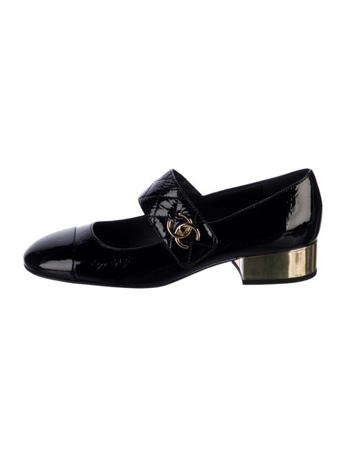 Chanel Interlocking CC Logo Patent Leather Mary Jane Flats