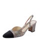 Chanel Interlocking CC Logo Grosgrain Trim Slingback Pumps