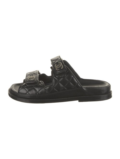 Chanel Interlocking CC Logo Leather Slides