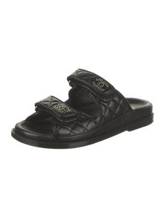 Chanel Interlocking CC Logo Leather Slides