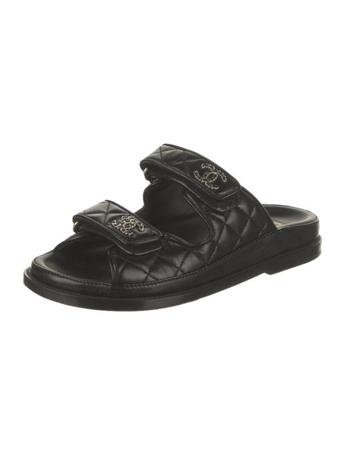 Chanel Interlocking CC Logo Leather Slides