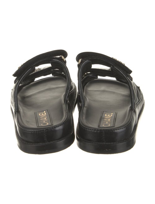 Chanel Interlocking CC Logo Leather Slides