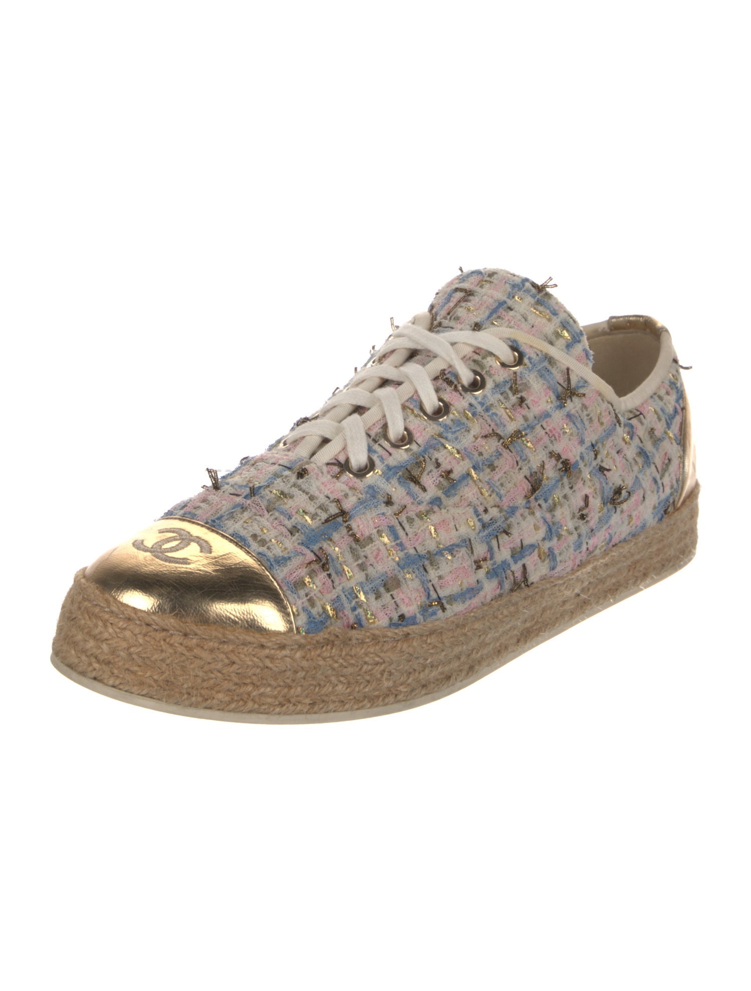 Chanel Interlocking CC Logo Tweed Sneakers