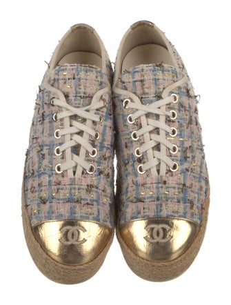 Chanel Interlocking CC Logo Tweed Sneakers