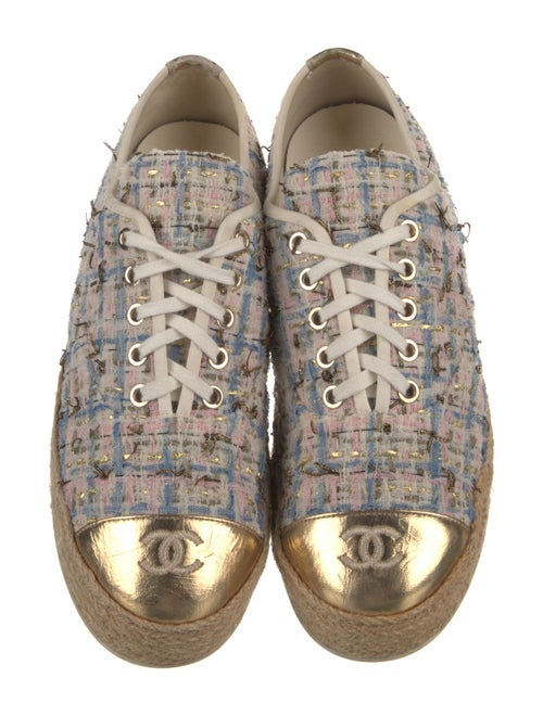 Chanel Interlocking CC Logo Tweed Sneakers