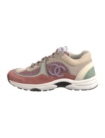 Chanel Interlocking CC Logo Suede Sneakers