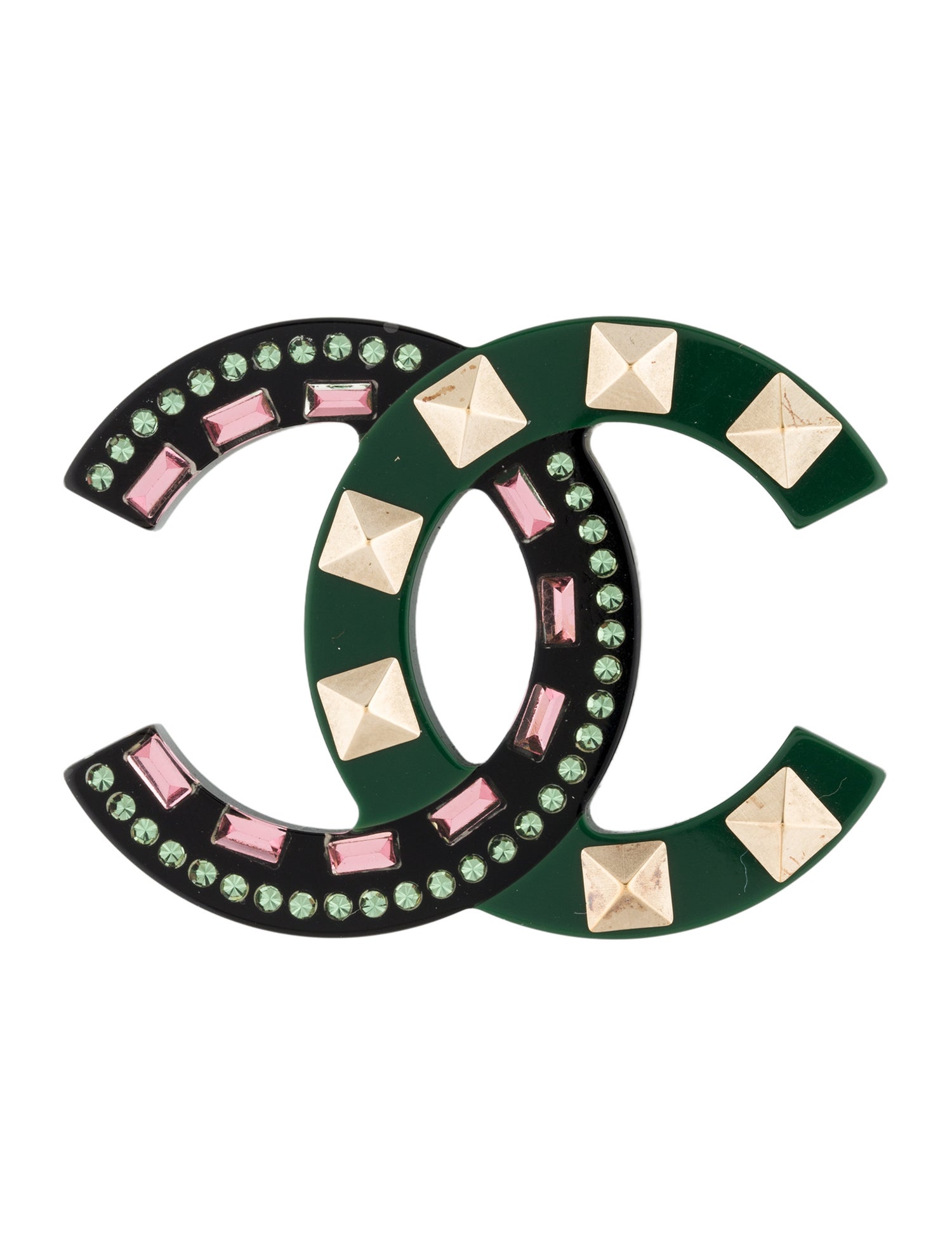 Chanel Resin & Strass CC Brooch