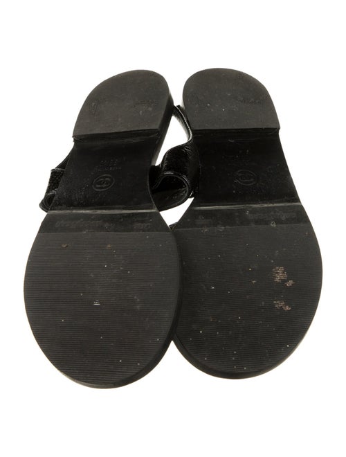 Chanel Interlocking CC Logo Patent Leather T-Strap Sandals