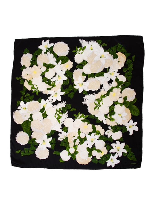 Chanel Silk Floral Print Scarf