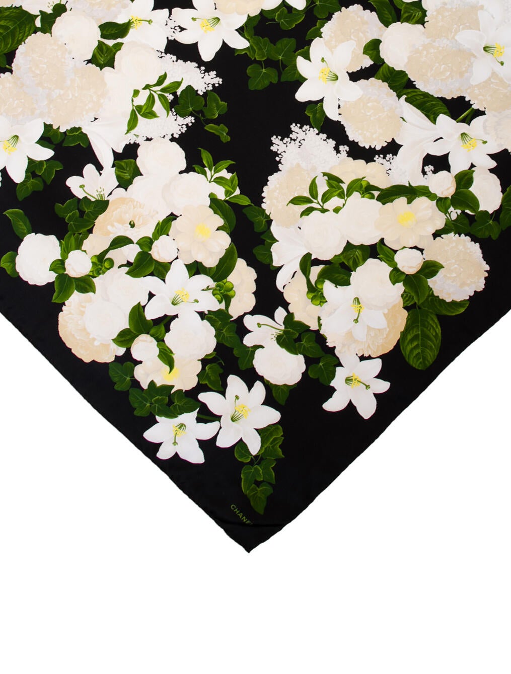 Chanel Silk Floral Print Scarf