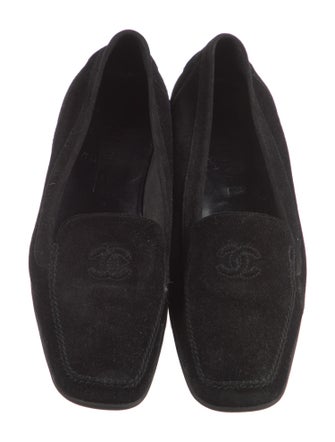 Chanel Interlocking CC Logo Suede Loafers