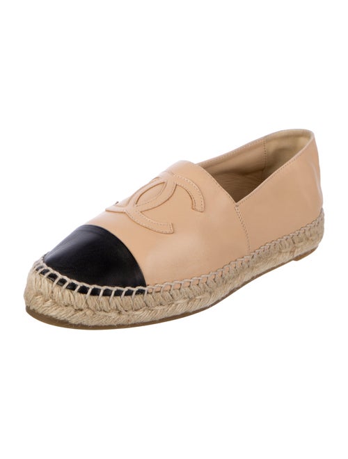Chanel Interlocking CC Logo Leather Espadrilles