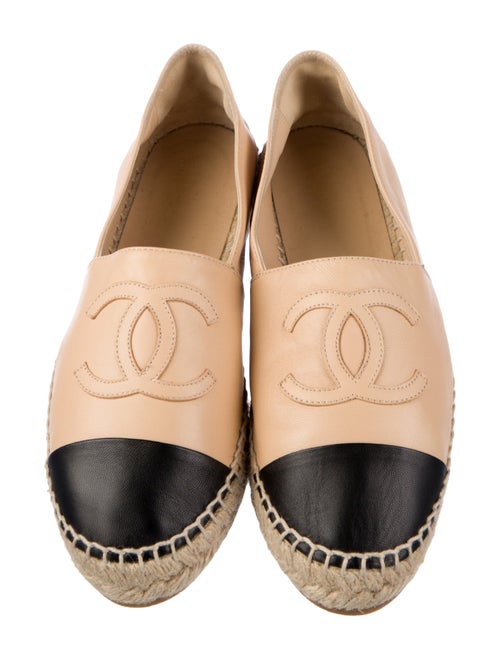 Chanel Interlocking CC Logo Leather Espadrilles