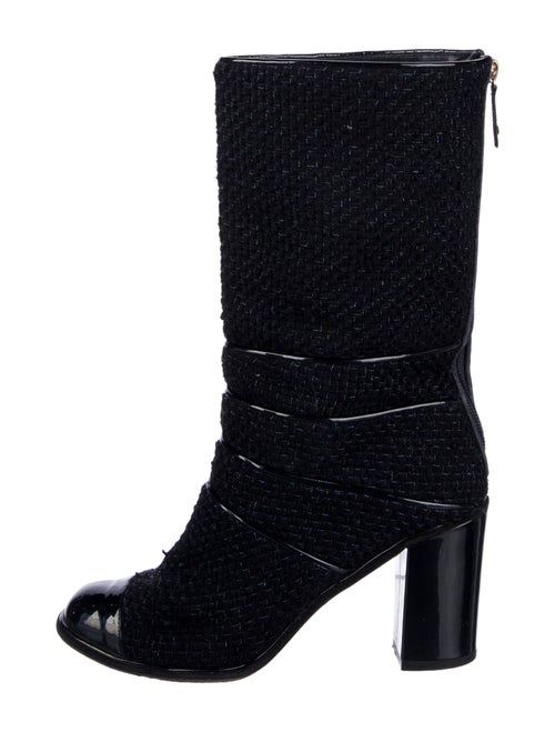 Chanel Interlocking CC Logo Tweed Combat Boots