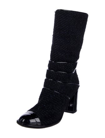 Chanel Interlocking CC Logo Tweed Combat Boots