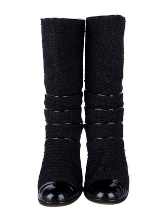 Chanel Interlocking CC Logo Tweed Combat Boots