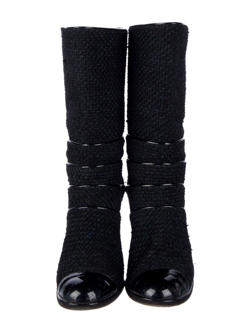 Chanel Interlocking CC Logo Tweed Combat Boots
