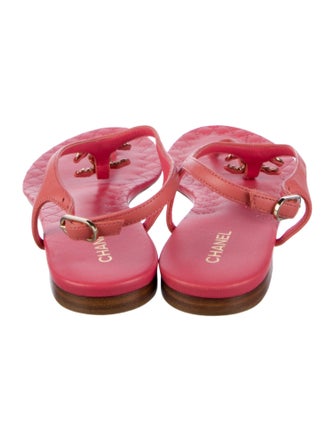 Chanel Interlocking CC Logo Leather T-Strap Sandals