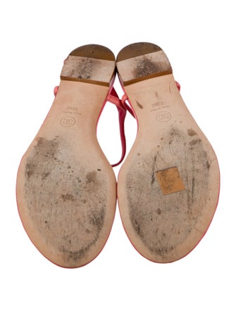 Chanel Interlocking CC Logo Leather T-Strap Sandals