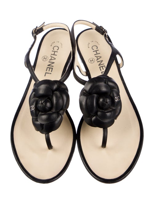 Chanel Interlocking CC Logo Leather Slingback Sandals