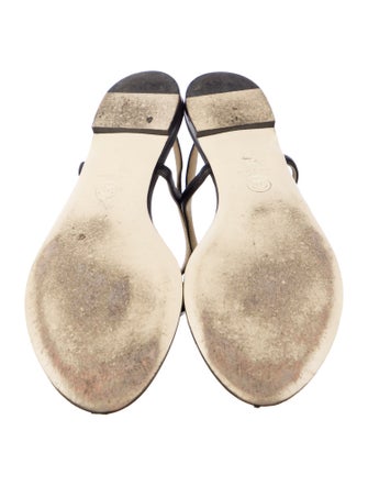 Chanel Interlocking CC Logo Leather Slingback Sandals