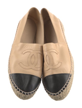 Chanel Interlocking CC Logo Leather Espadrilles