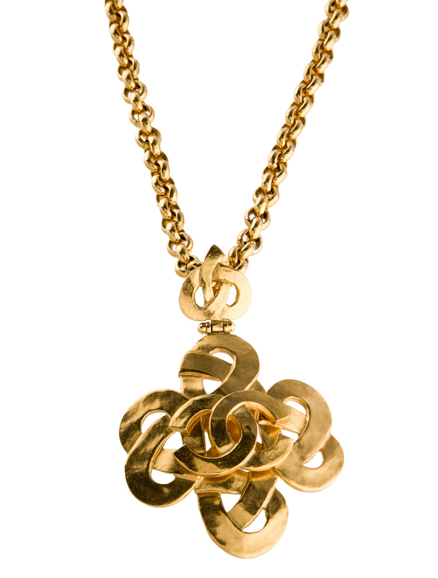 Chanel Vintage CC Logo Clover Pendant Necklace