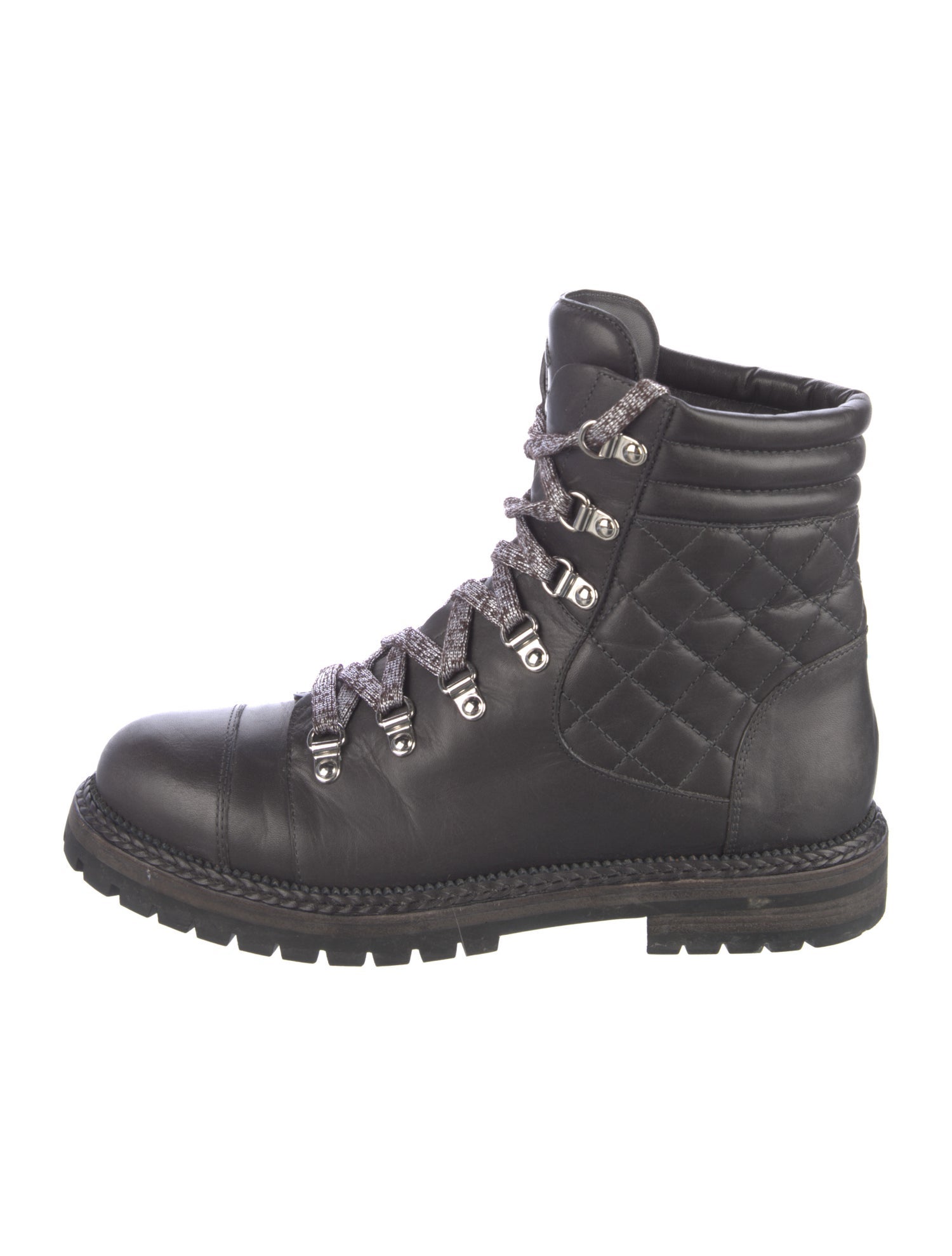Chanel Interlocking CC Logo Leather Combat Boots