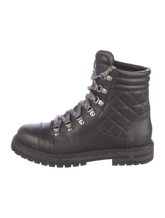 Chanel Interlocking CC Logo Leather Combat Boots