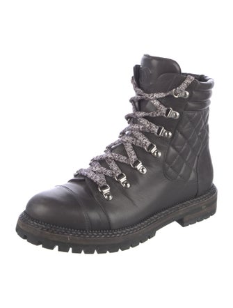 Chanel Interlocking CC Logo Leather Combat Boots