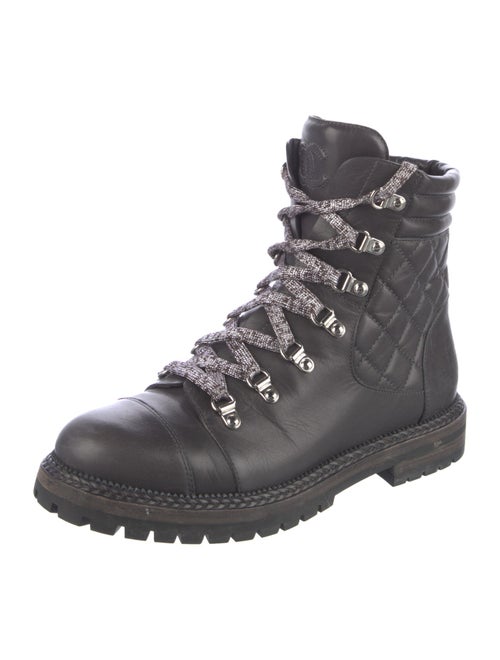 Chanel Interlocking CC Logo Leather Combat Boots
