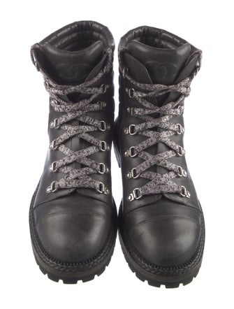 Chanel Interlocking CC Logo Leather Combat Boots