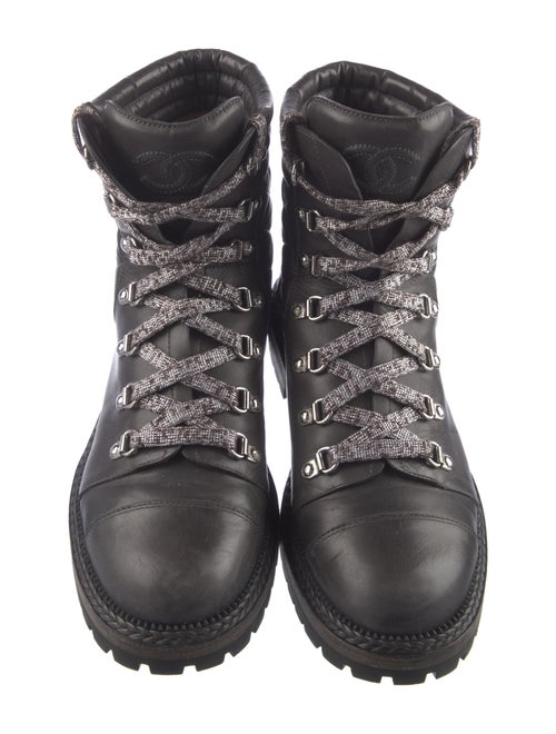 Chanel Interlocking CC Logo Leather Combat Boots
