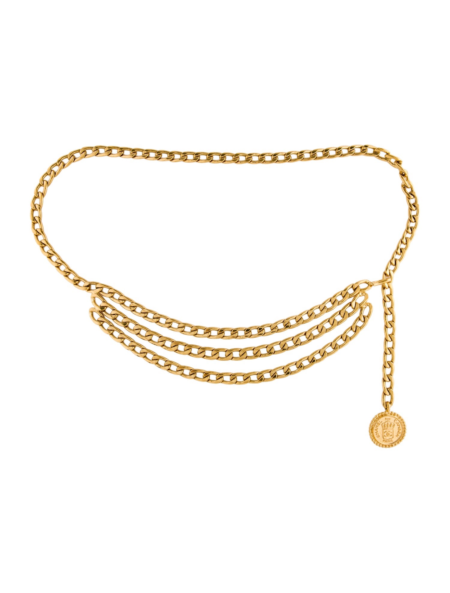 Chanel Interlocking CC Logo Skinny Chain-Link Belt