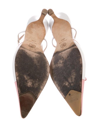 Chanel Interlocking CC Logo Leather Slingback Pumps